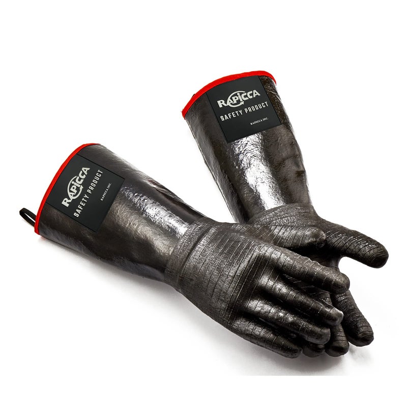 RAPICCA Heat Resistant BBQ Grill Gloves: Oil Resistant Waterproof for Smoking Grilling Cooking Barbecue Deep Frying Turkey Rotisserie Handling Hot Greacy Meat - Long Sleeve 932Â°F - Image 1